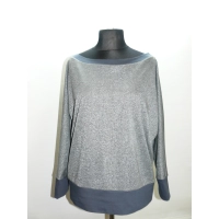 Cieplutki sweter KIMONO ze ściągaczami - srebrny z szarością